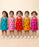 Girls 100% Cotton Printed 0 To 4 Years Gown Dress/Frock Dress (Pack of 5)