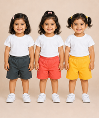 Pure Cotton Plain Shorts for Girls Kid with Elastic Age 3 Months to 4 Years (Pack of 3)