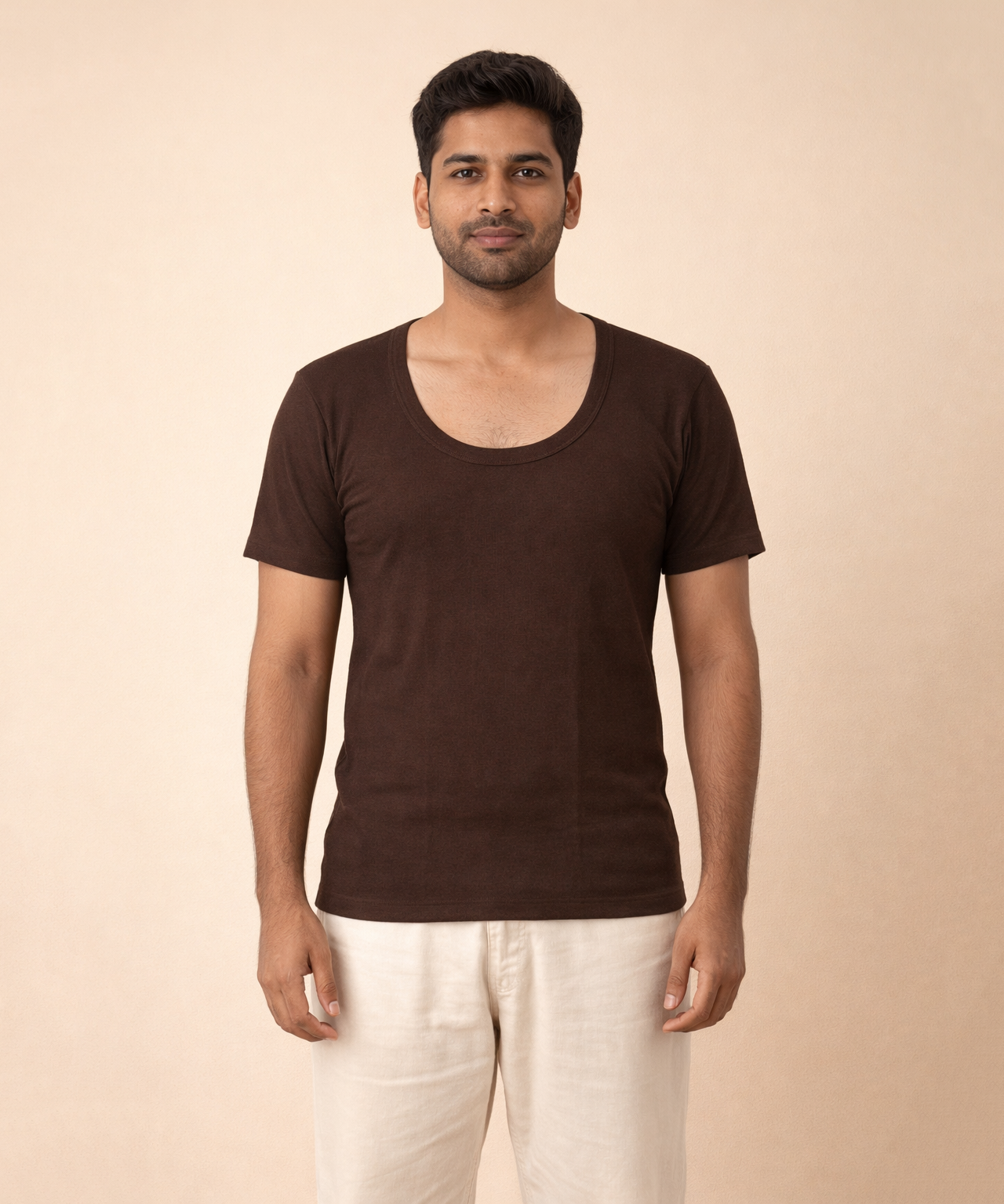 Fitto Men's Vest Ticker Plain Low Neck Half Sleeve Cotton | 5 Pack Combo | Soft Breathable Innerwear