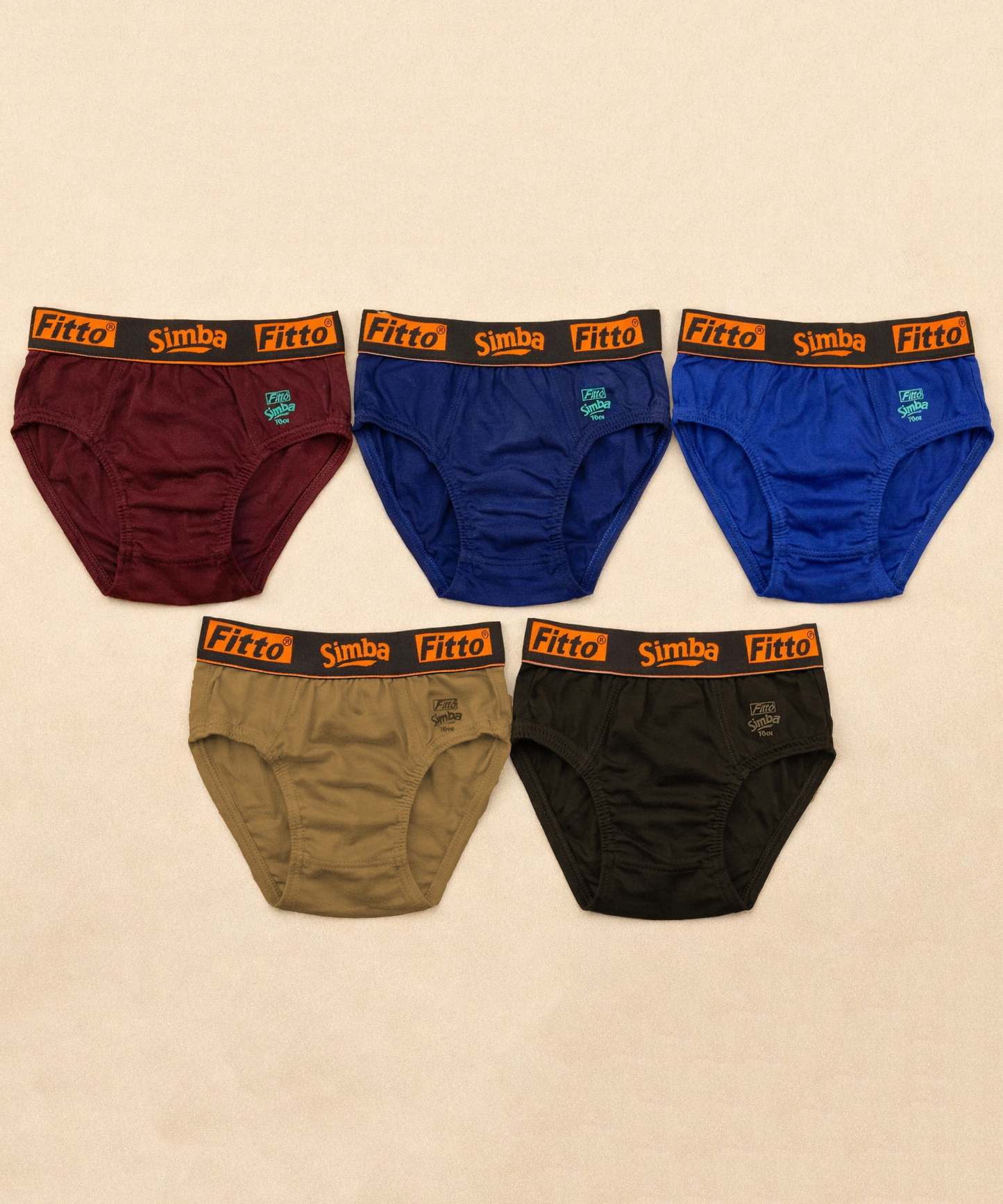 Boy Kids Simba Plain Underwear Brief 100% Pure Cotton | (Pack of 5)