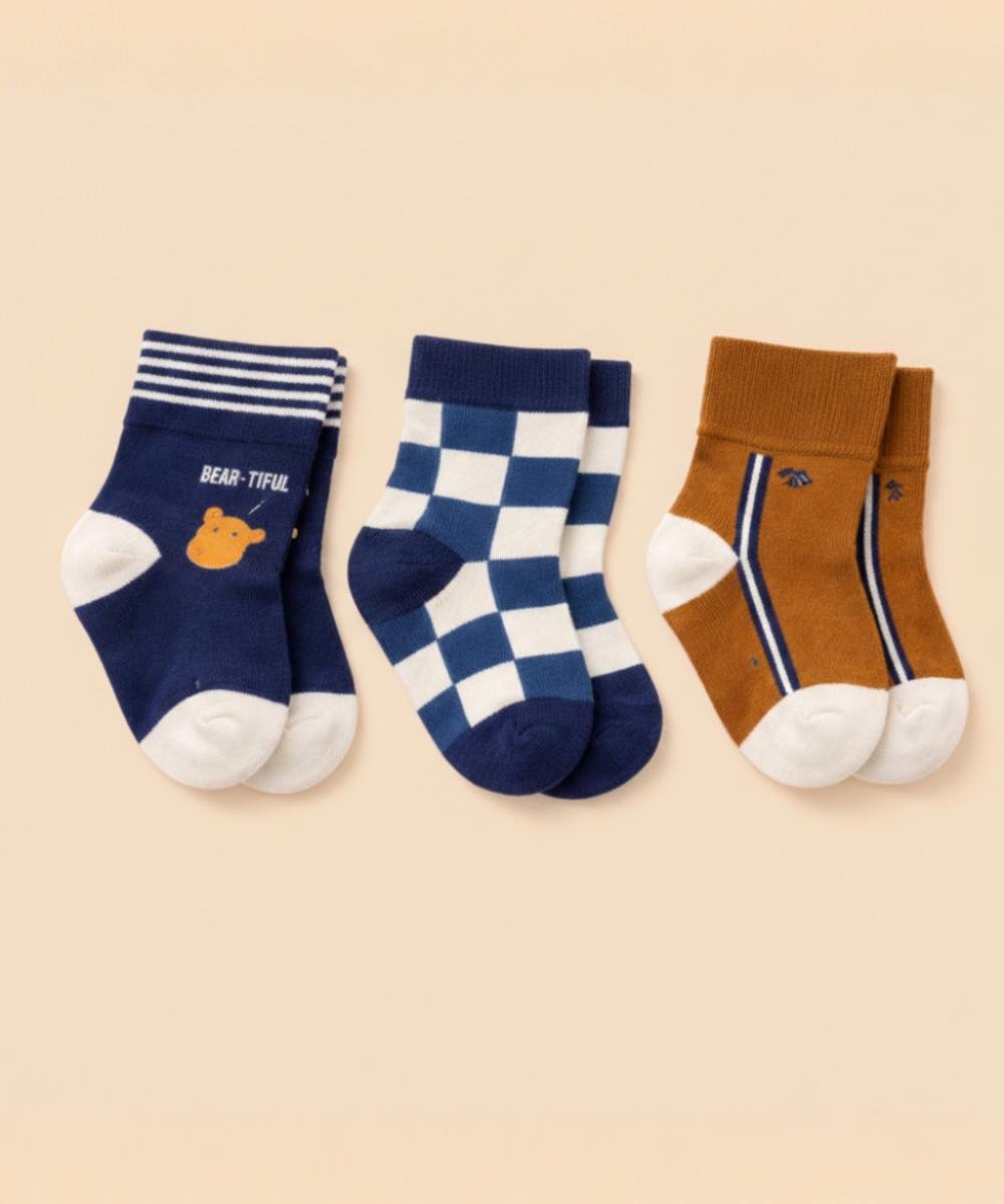 Boys & Girls Cotton Socks – Breathable Kids Casual Socks (Pack of 3 Sets)