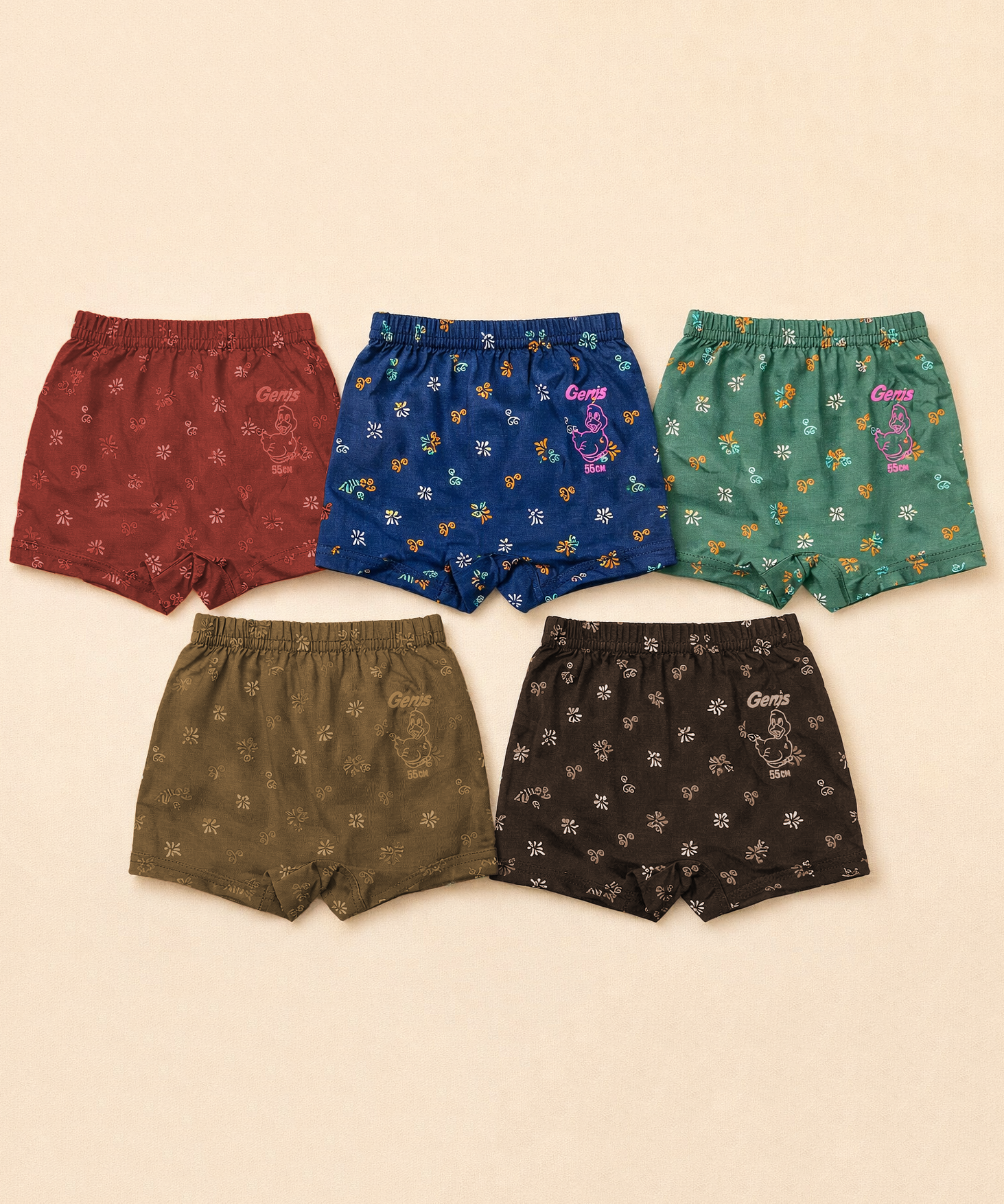 Boy Kids Gems Print Underwear Brief 100% Pure Cotton | (Pack of 5)