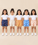 Girls Printed Cotton Shorts | Soft Elastic Waist Casual Shorts | Age 4 to 12 Years (Pack of 5 Pieces)