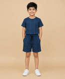 Boys Textured Cotton Co-Ord Set for Casual Wear | Age 1 to 10 Years | Half Sleeve T-Shirt & Shorts Combo Set