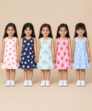 Girls 100% Cotton All Over Printed 2 To 5 Years Gown Dress/Frock Dress (Pack of 5)