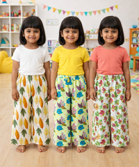 Printed Palazzo Pant | Casual Night wear for Girl Kids Age 4 To 10 Years (Pack of 3)