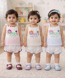 Boy & Girl Baby Printed Top Knot Dress | Top and Shorts Set | 100% Pure Cotton (Pack of 3 Sets Combo)