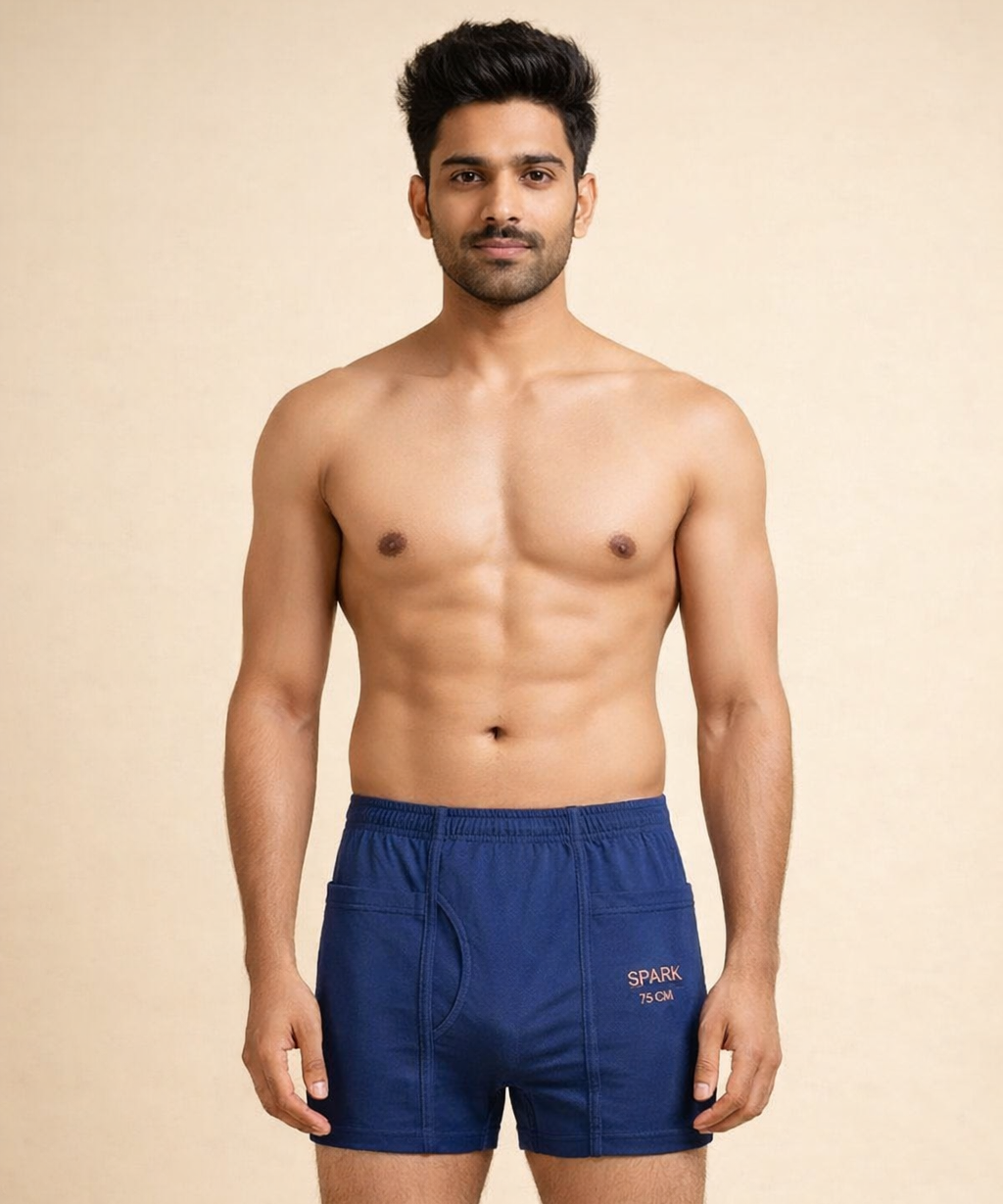 Fitto Spark Men's Fine Pocket Trunk Plain Brief 100% Pure Cotton | (Pack of 5)