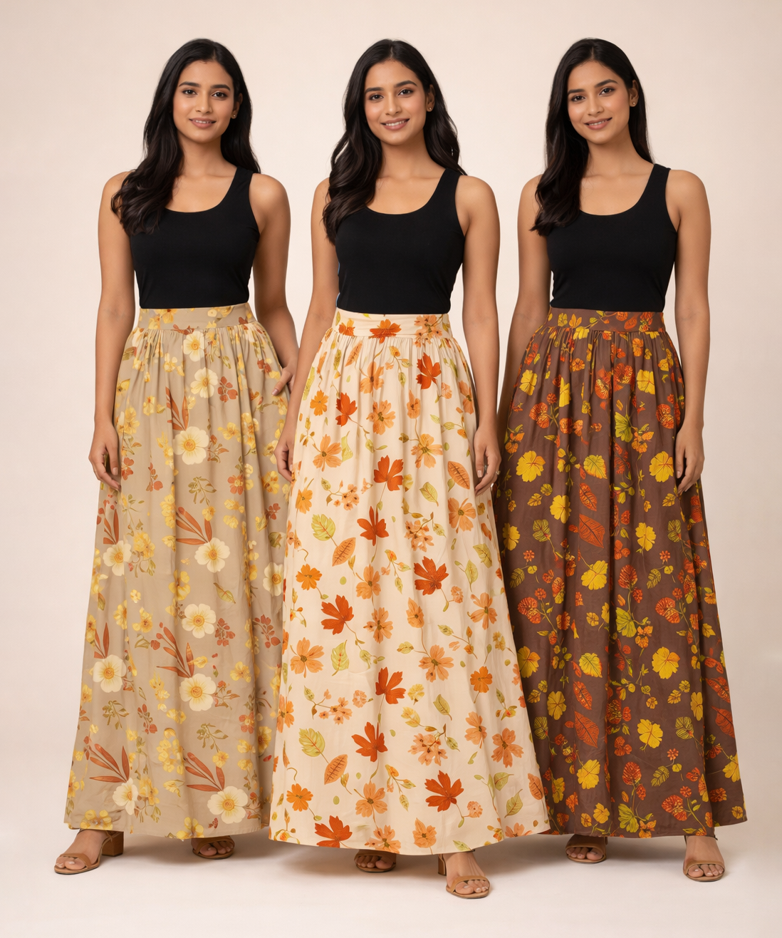 Rayon Floral Printed Skirt for Women Casual & Party Wear | Combo (Pack of 3)