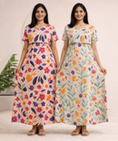Maternity Feeding Maxi Dress | Nursing Friendly Nighty Style (Pack of 2 Pieces)