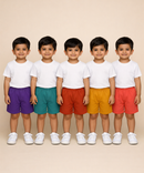 Pure Cotton Plain Shorts for Boys Kid with Elastic Age 1 to 4 Years (Pack of 10)