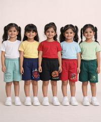 Girl Kid Cotton Printed Shorts | Random Cartoon Printed | Age 1 to 6 Years (Pack of 5 Pieces)