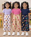Pure Cotton Pajama Pant for Casual wear for Girl Kids Age 0 To 6 Years (Pack of 3)