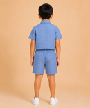 Polyester Checked Shirt and Shorts Set for Boy Kids Casual Wear Half Sleeve Co-Ord Set with Elastic Waist Shorts | Age 6 to 9 Years