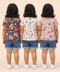 Kids Girls Cotton Printed T-shirt | 0 to 3 Years (Pack Of 3 Pieces)