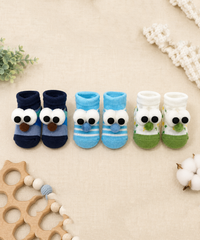 Soft Cotton Baby Booties | 0 to 12 Months | Pack of 3 Pairs Set