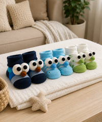 Soft Cotton Baby Booties | 0 to 12 Months | Pack of 3 Pairs Set
