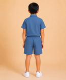 Polyester Checked Shirt and Shorts Set for Boy Kids Casual Wear Half Sleeve Co-Ord Set with Elastic Waist Shorts | Age 8 to 9 Years
