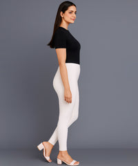 White Color Premium 4 way Lycra Women Leggings (Ankle Length)