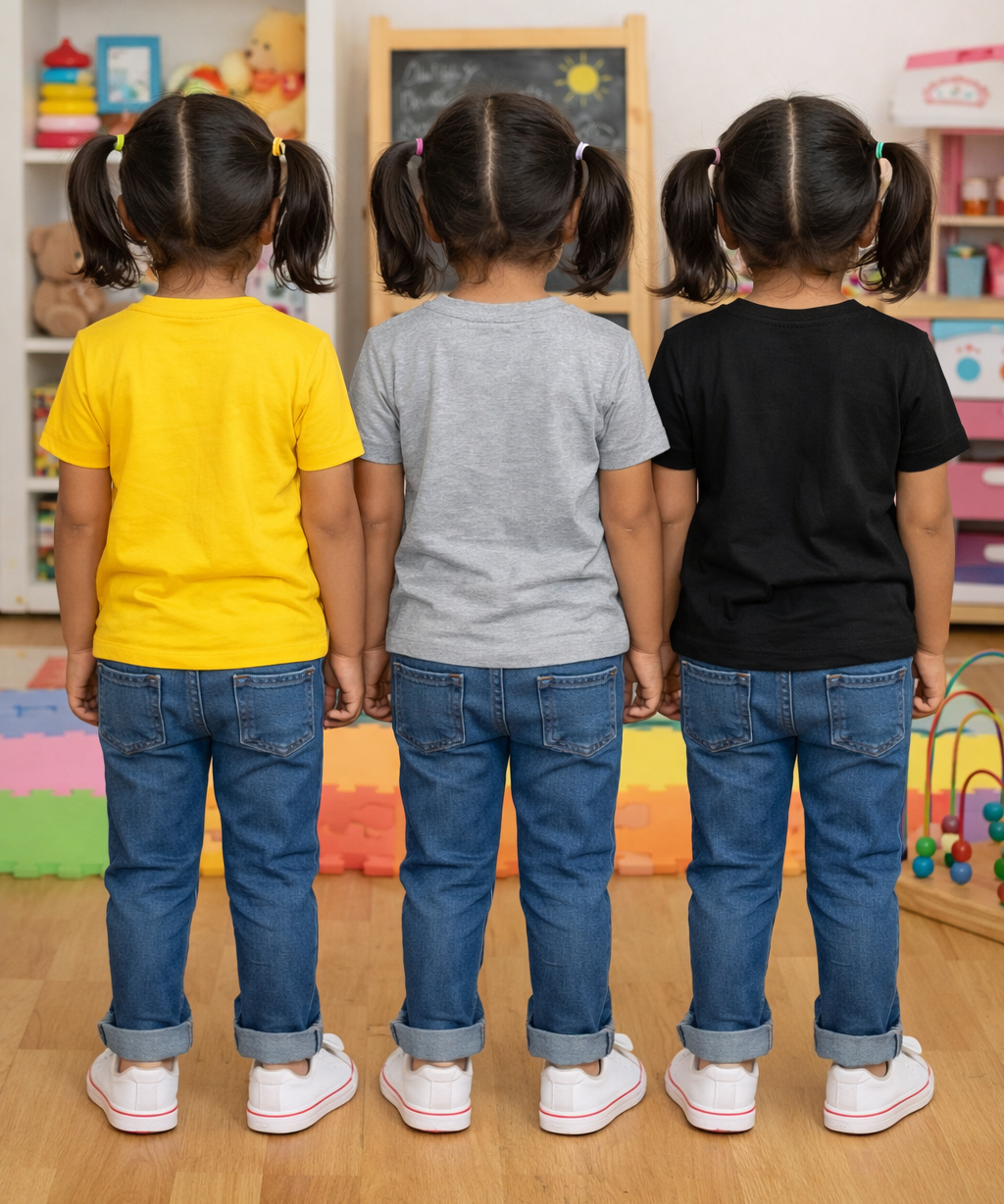 Kids Cotton Girls Tshirt Plain Multi Color | Age 0 to 6 Years (Pack of 3 Pieces)