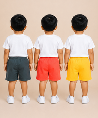 Pure Cotton Plain Shorts for Boys Kid with Elastic Age 3 Months to 4 Years (Pack of 3)