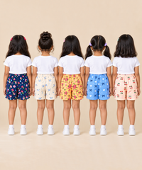 Girls Printed Cotton Shorts | Soft Elastic Waist Casual Shorts | Age 4 to 12 Years (Pack of 5 Pieces)