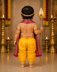 Baby Lord Murugan Fancy Dress Costume Set with  Crown & Temple Jewellery | Premium Traditional Kids Devotional, Lord, God Costume