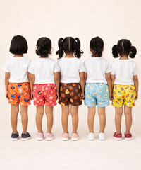 Girls Kids Pure Cotton Printed Shorts with Elastic Age 0 To 4 Years (Pack of 10)