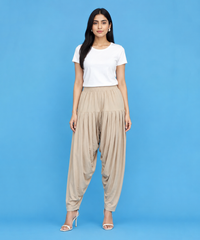 Women's Solid Beige Color Patiala Pant | Size L, XL, 2XL, 3XL | Comfortable Ethnic Salwar Bottom for Daily Wear