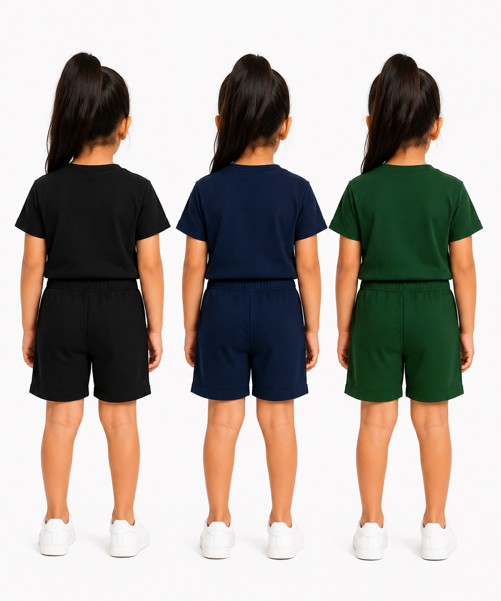 Kids Typography Print T-Shirt & Shorts Co-Ord Set for Girls | Age 6 Months-3 Years | Pack Of 3 Set Combo