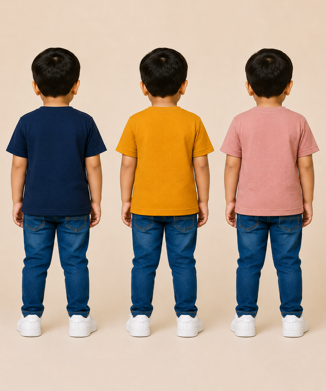 Kids Boys Popcorn Stripes Half Sleeve T-Shirt | Age 3 to 6 Years (Pack of 3 Pieces)