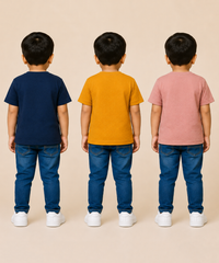 Kids Boys Popcorn Stripes Half Sleeve T-Shirt | Age 3 to 6 Years (Pack of 3 Pieces)