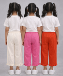 Pure Cotton Embroidered 3/4 Pajama Pant for Casual wear for Girl Kids Age 0 To 6 Years (Pack of 3)