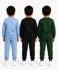 Boys Full Sleeve Cotton Winter Co-Ord Set | Typography Chest Printed Sweatshirt & Jogger Track Pant | Age 1 to 4 Years (Pack of 3 Sets)