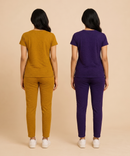 Women Textured Polyester Co-ord Set | Half Sleeve Top & Pants | Pack of 2 Set Combo