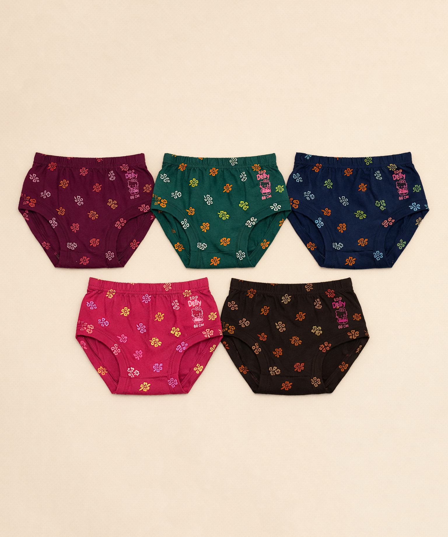 Girls Kids Jelly Print Underwear Brief 100% Pure Cotton | (Pack of 5)