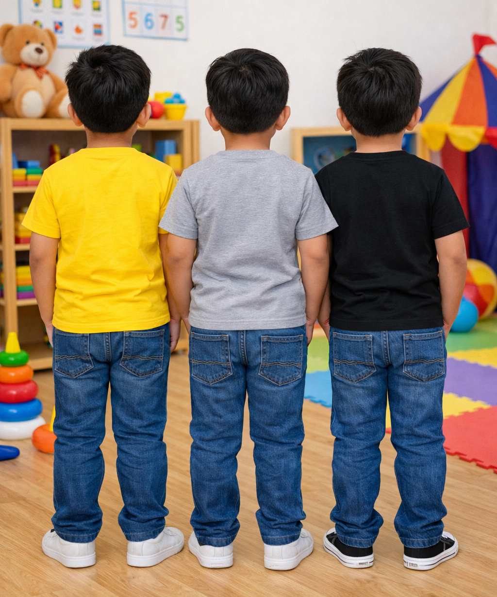 Kids Cotton Boys Tshirt Plain Multi Color | Age 0 to 6 Years (Pack of 3 Pieces)