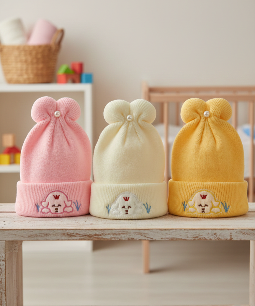 Premium Soft Cotton Baby Beanie Cap for Babies and Kids | Imported Woolen Fabric