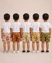 Boys Kids Pure Cotton Printed Shorts with Elastic | Age 0 to 4 Years (Pack of 10 Pieces)