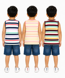 Cotton Stripes Kids Sleeveless Tshirt (Pack of 3)