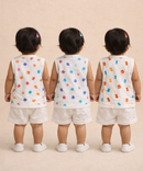 Baby Girls Sleeveless Muslin Cotton Printed Jebla Vest | 3–12 Months (Pack of 3)