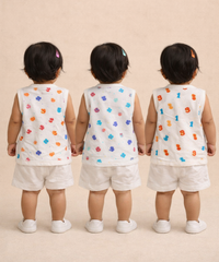 Baby Girls Sleeveless Muslin Cotton Printed Jebla Vest | 3–12 Months (Pack of 3)