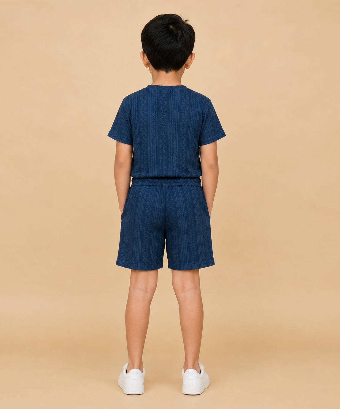 Boys Textured Cotton Co-Ord Set for Casual Wear | Age 1 to 10 Years | Half Sleeve T-Shirt & Shorts Combo Set