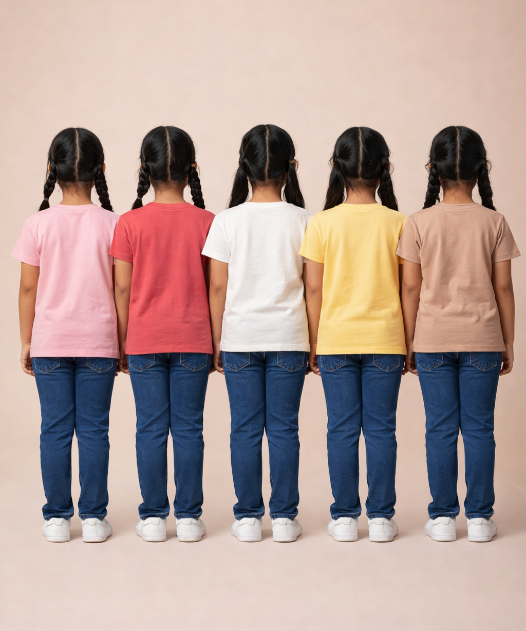 Cotton Half Sleeve Girls T-shirt Front Printed Multi Color | Age 2 to 7 Years (Pack of 5 Pieces)