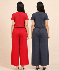 Birdseye Mesh Palazzo Pant | Casual Night wear for Women (Pack of 2)