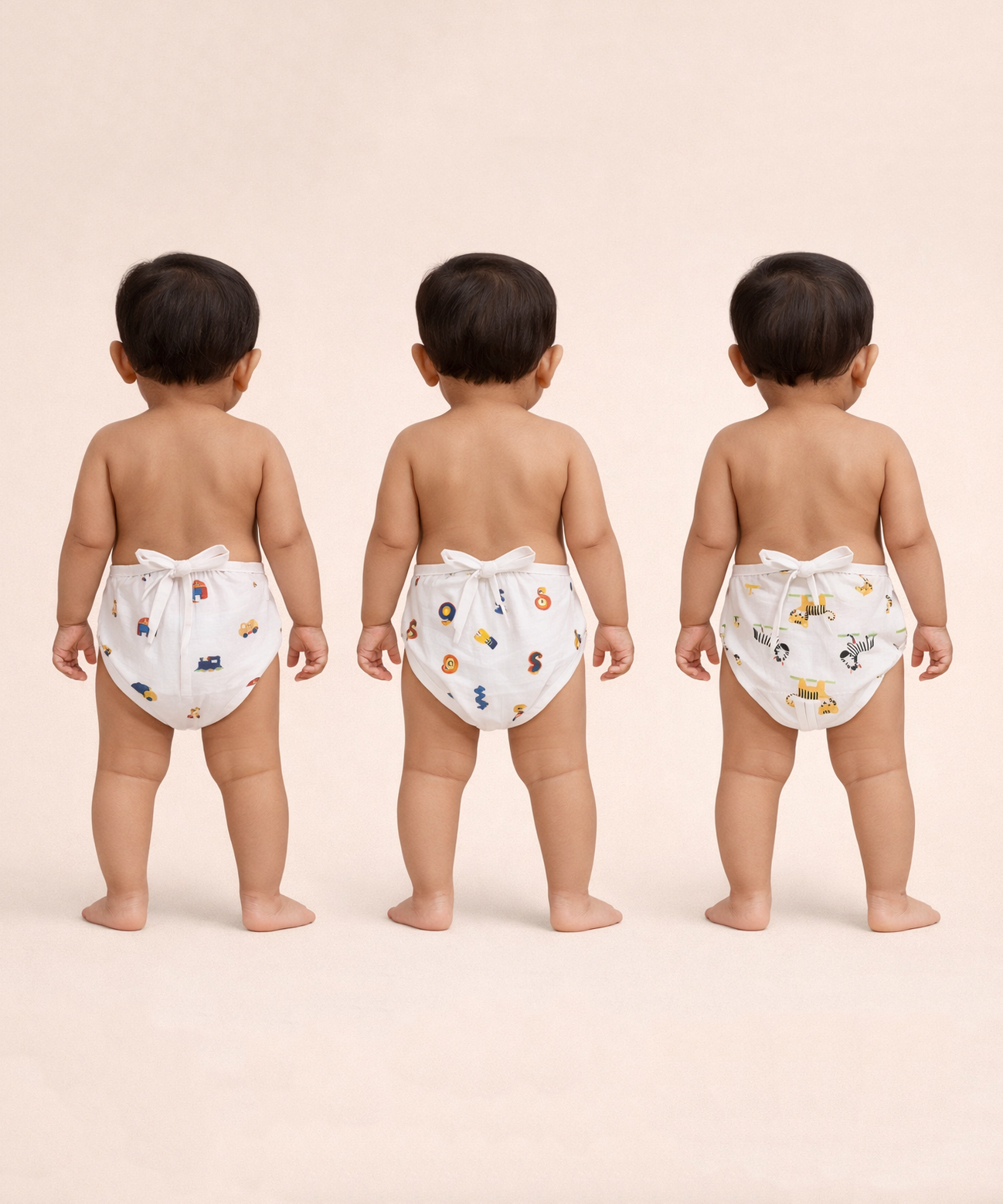 Baby Printed Cotton Nappy/Langot | Soft Muslin Fabric | 0–6 Months (Pack of 3 Pieces)