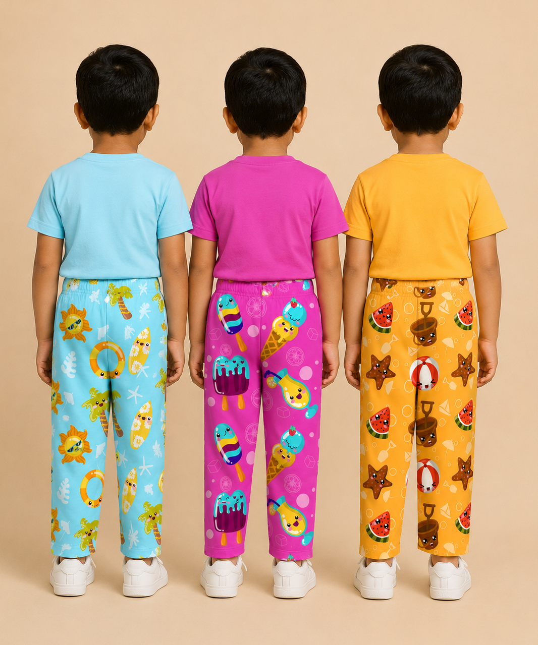 Pure Cotton Boys Printed Track Pant for Casual Night wear for Kids | Age 0 To 8 Years (Pack of 3)