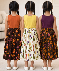 Rayon Floral Printed Skirt | Casual wear for Girl Kids Age 1 To 6 Years (Pack of 3)