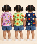Kids Girls Cotton Printed T-shirt | 0 to 3 Years (Pack Of 3 Pieces)
