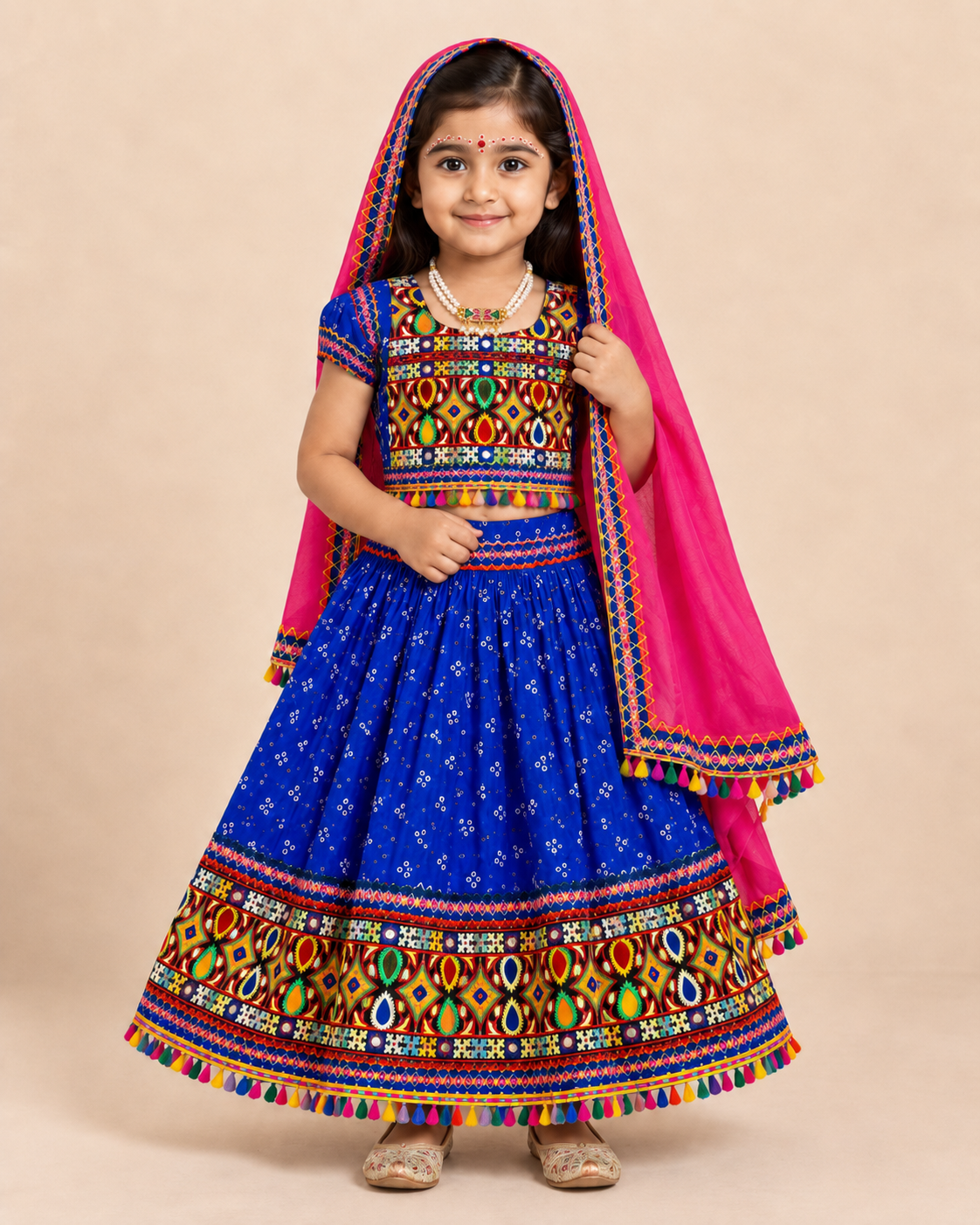 Girls Traditional Radha Style Lehenga Choli with Dupatta | Age 3 to 8 Years